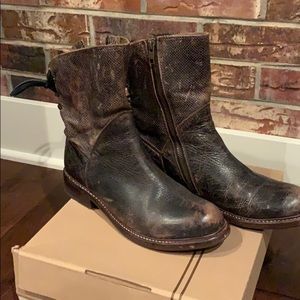 Bed Stu Black Distressed Tie Up Back Boot